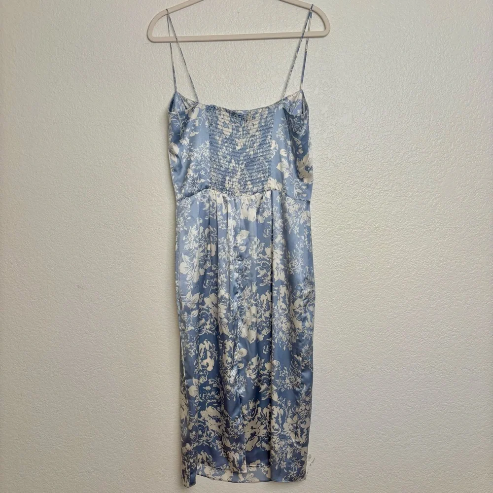 Reformation Frankie Silk Formal Dress Spaghetti Strap Porcelain Blue Floral 10 P - Picture 8 of 16